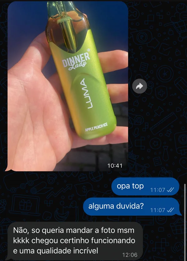 Cliente manda foto do Dinner Lady Luma: “chegou certinho funcionando e uma qualidade incrível”
